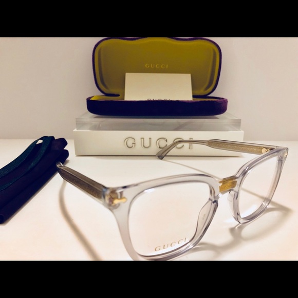 Gucci Eyeglasses Transparent Crystal, Gold 50mm - Picture 3 of 8